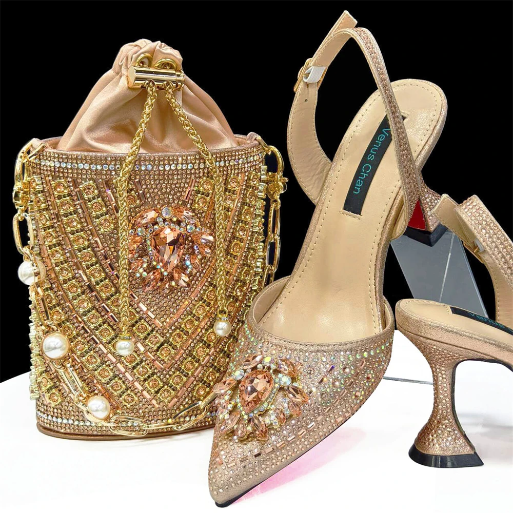 Venus Chan- Green Color High Heels for Ladies Popular Design African Ladies Shoes and Bag Set INS Style Elegant 2024 Newest