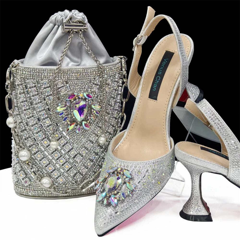 Venus Chan- Green Color High Heels for Ladies Popular Design African Ladies Shoes and Bag Set INS Style Elegant 2024 Newest