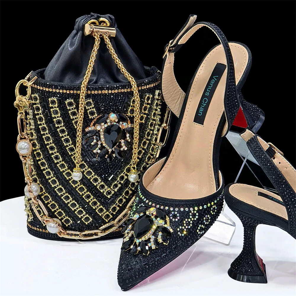 Venus Chan- Green Color High Heels for Ladies Popular Design African Ladies Shoes and Bag Set INS Style Elegant 2024 Newest