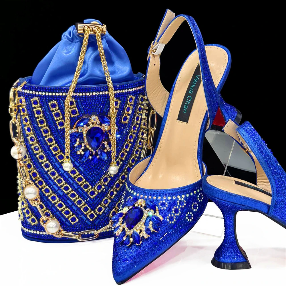 Venus Chan- Green Color High Heels for Ladies Popular Design African Ladies Shoes and Bag Set INS Style Elegant 2024 Newest