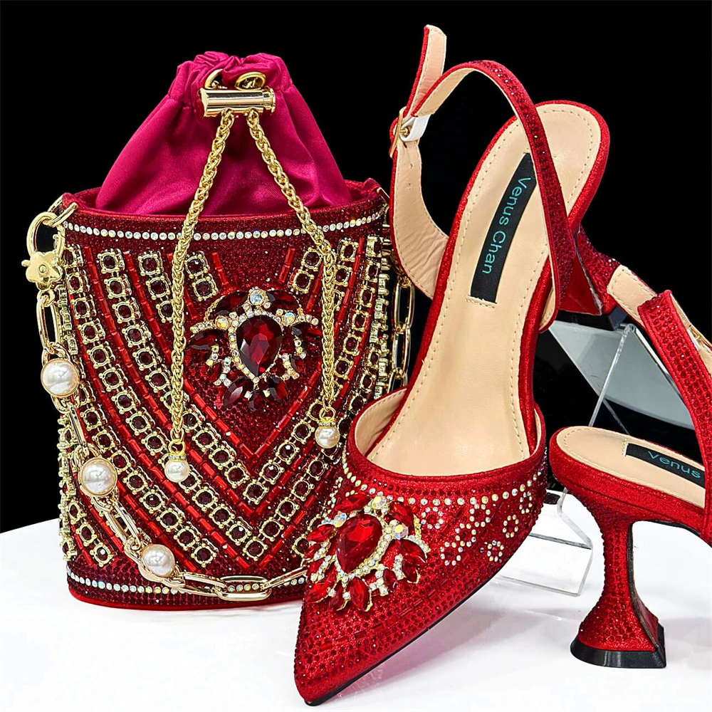 Venus Chan- Green Color High Heels for Ladies Popular Design African Ladies Shoes and Bag Set INS Style Elegant 2024 Newest