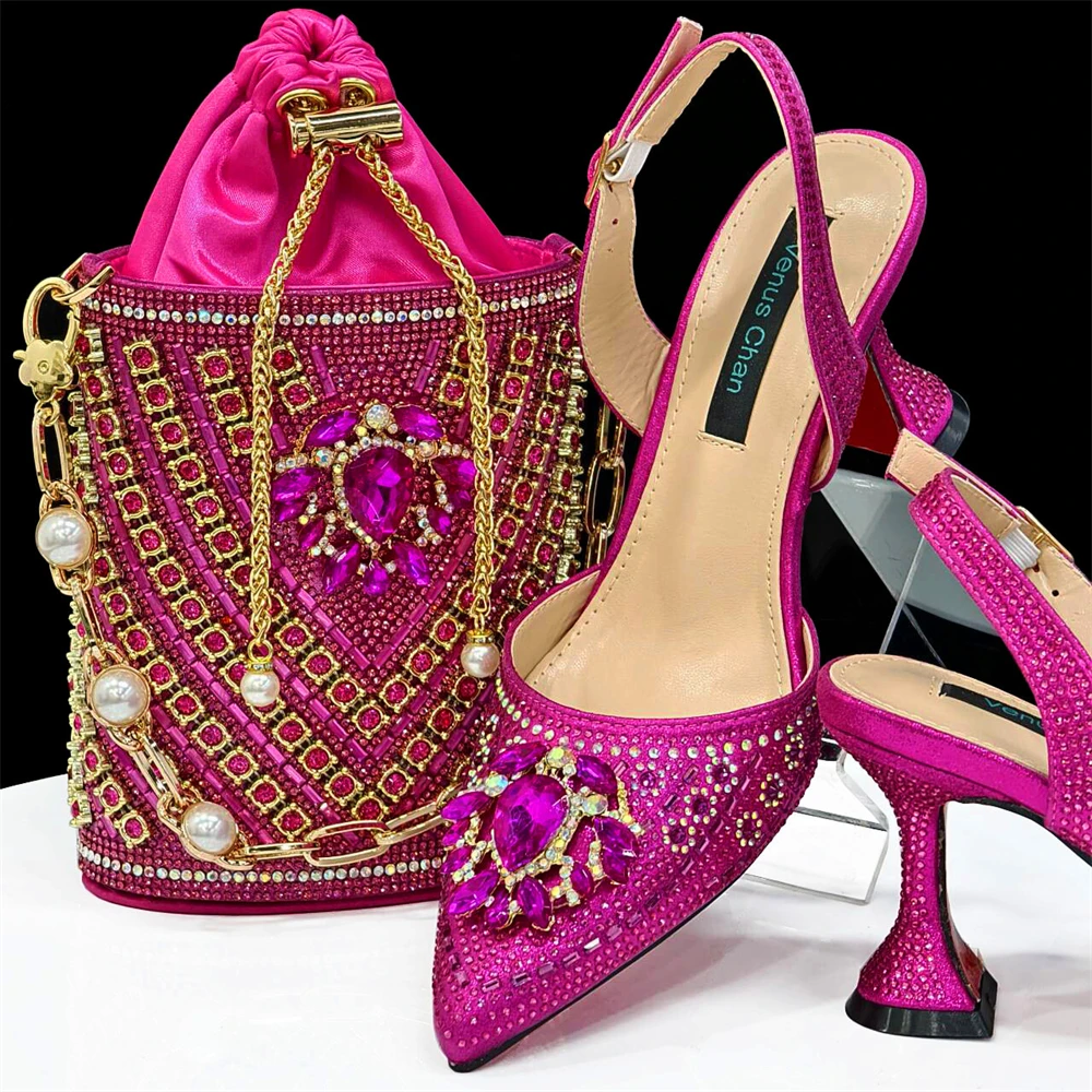 Venus Chan- Green Color High Heels for Ladies Popular Design African Ladies Shoes and Bag Set INS Style Elegant 2024 Newest