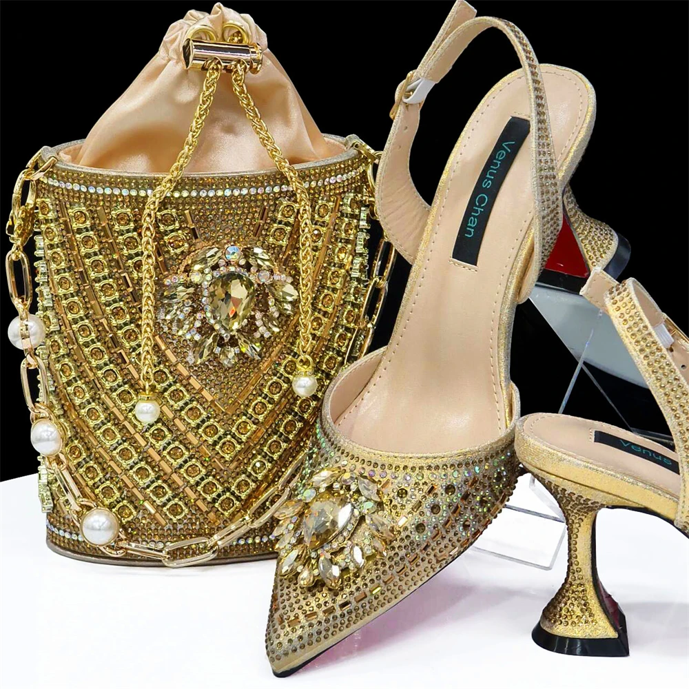 Venus Chan- Green Color High Heels for Ladies Popular Design African Ladies Shoes and Bag Set INS Style Elegant 2024 Newest