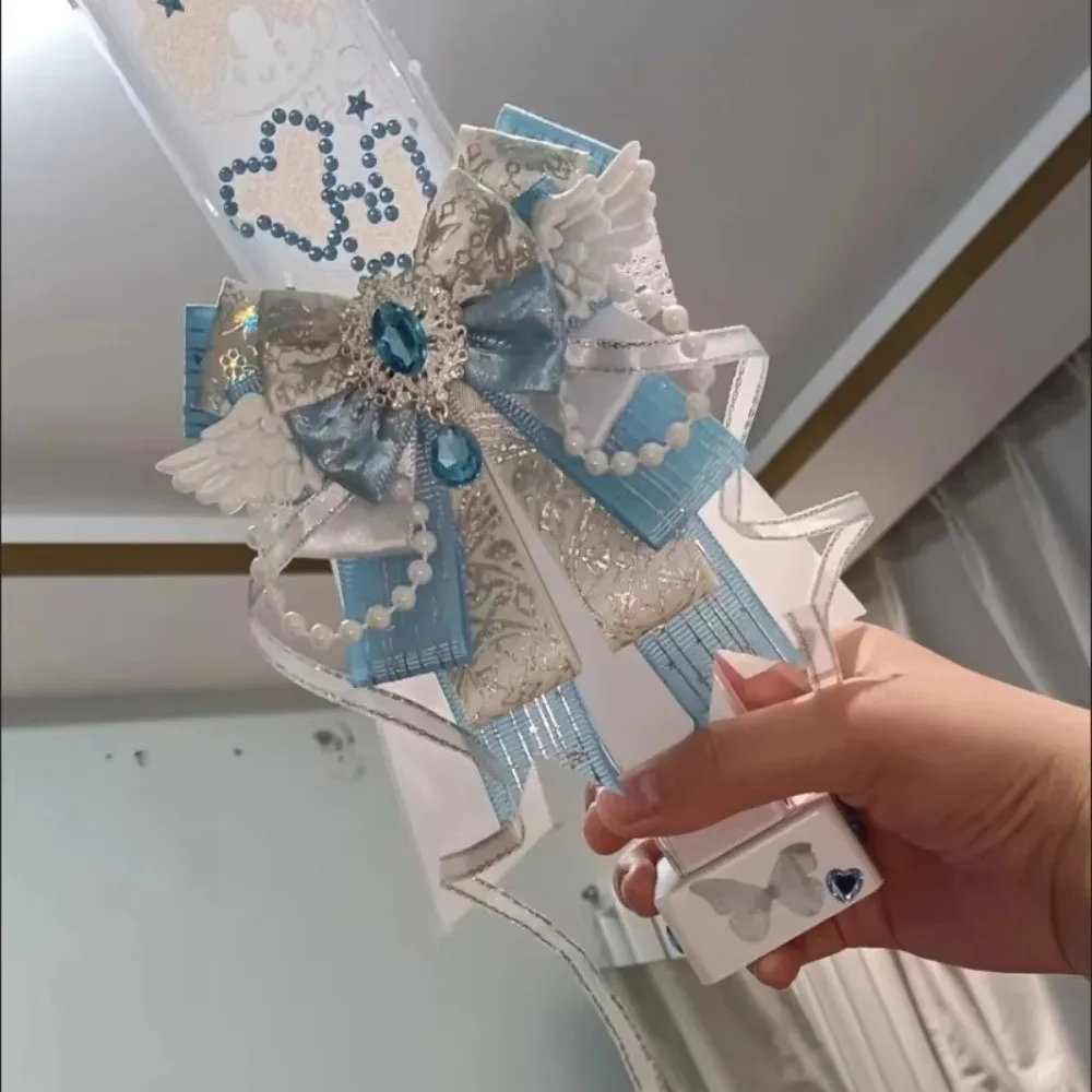 Lolita Angel Wing Bow Handmade Finished Crystal Pearl ItaBag Charm DIY Lolita Bags Clothing Decorations Accessories