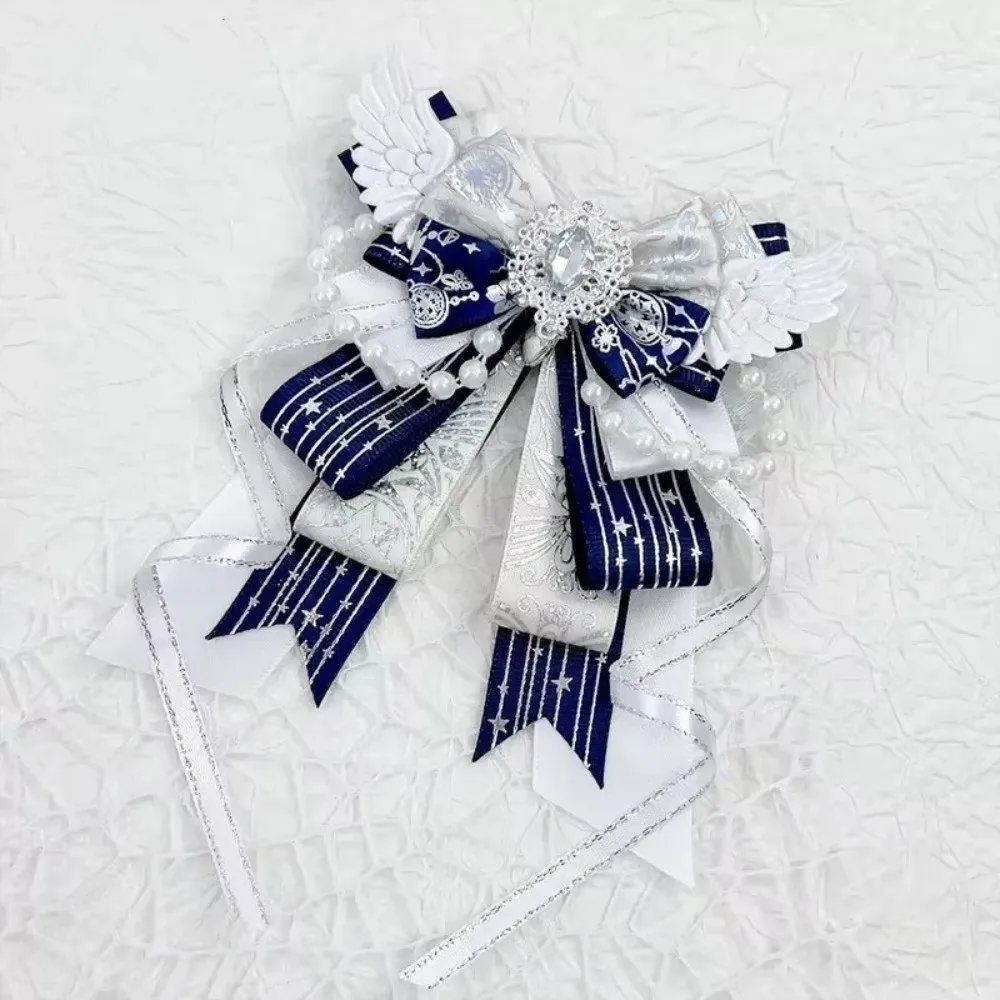 Lolita Angel Wing Bow Handmade Finished Crystal Pearl ItaBag Charm DIY Lolita Bags Clothing Decorations Accessories