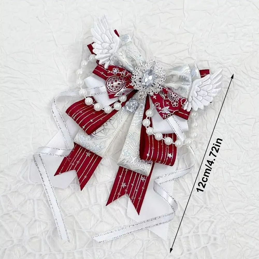 Lolita Angel Wing Bow Handmade Finished Crystal Pearl ItaBag Charm DIY Lolita Bags Clothing Decorations Accessories