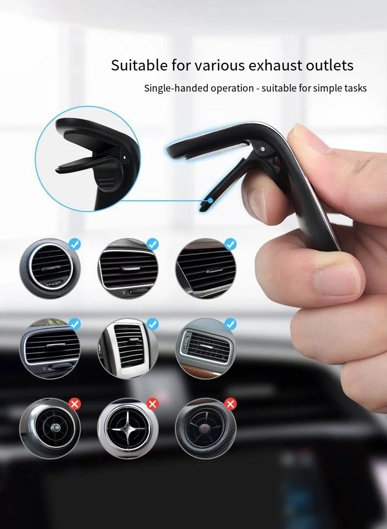 Universal Magnetic Car Phone Holder, Air Vent Clip‑On Cell Phone Mount, Magnetic GPS Phone Bracket Compatible with iPhone, Samsu