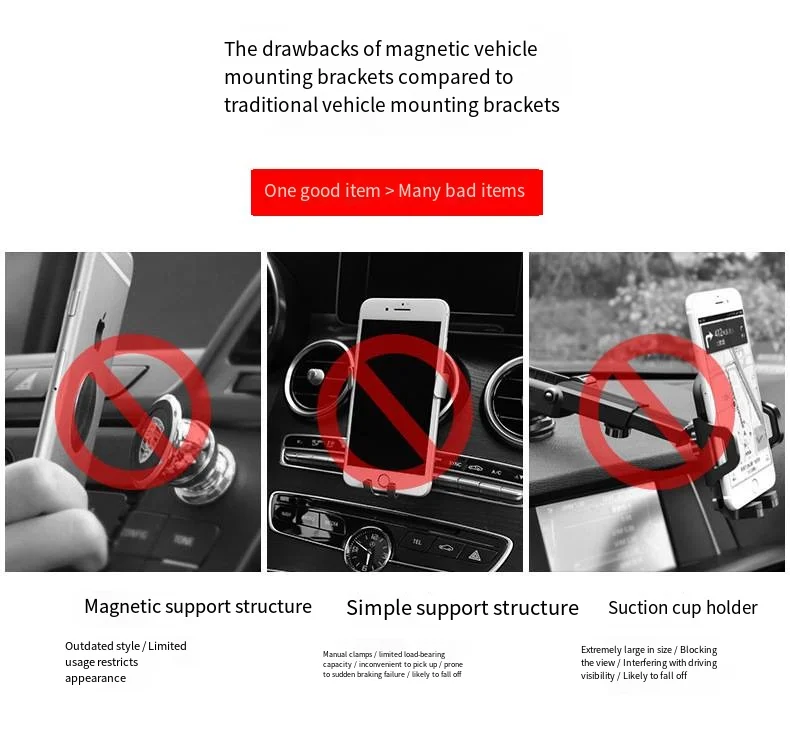 Universal Magnetic Car Phone Holder, Air Vent Clip‑On Cell Phone Mount, Magnetic GPS Phone Bracket Compatible with iPhone, Samsu