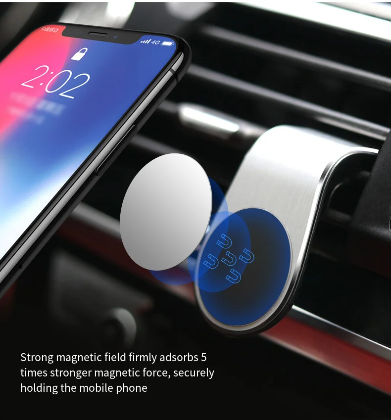 Universal Magnetic Car Phone Holder, Air Vent Clip‑On Cell Phone Mount, Magnetic GPS Phone Bracket Compatible with iPhone, Samsu