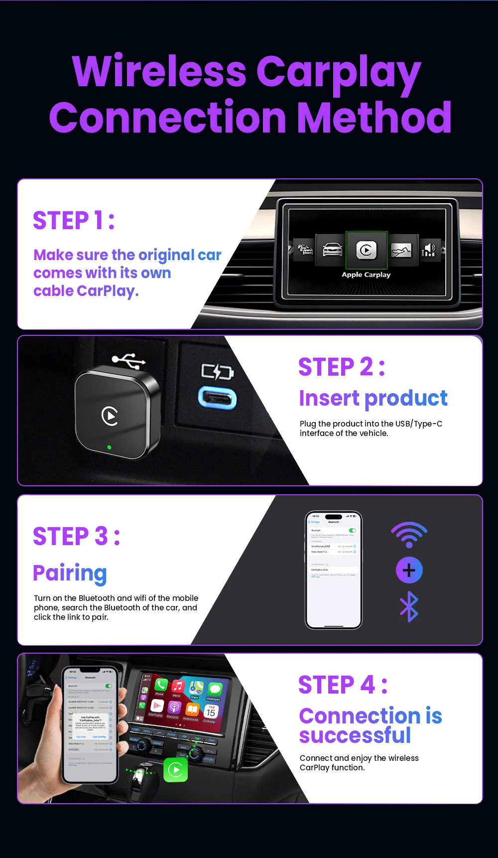 2026 2in 1 Wireless CarPlay Dongle Wireless Android Auto Adapter AI Smart Box 5Ghz WiFi Type-C/USB Plug and Play Car Accessories