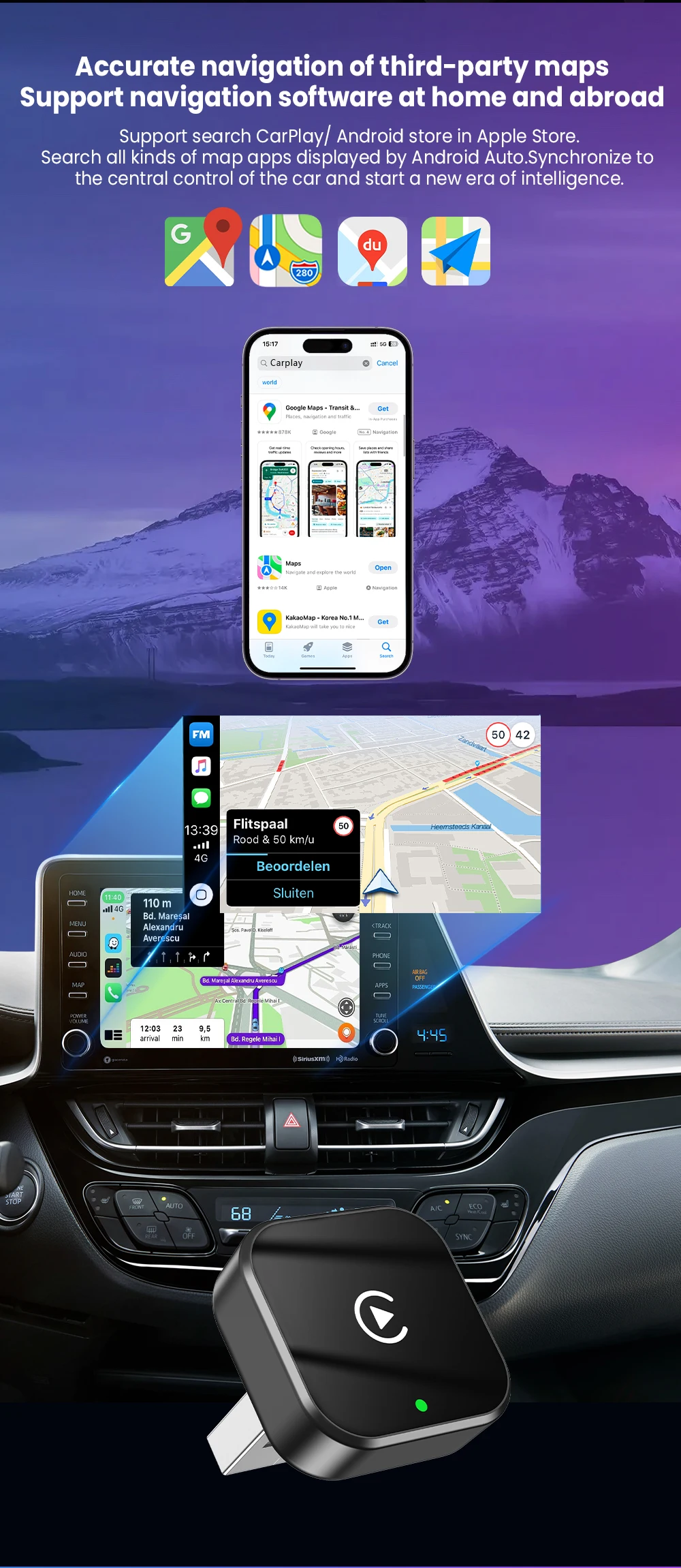 2026 2in 1 Wireless CarPlay Dongle Wireless Android Auto Adapter AI Smart Box 5Ghz WiFi Type-C/USB Plug and Play Car Accessories