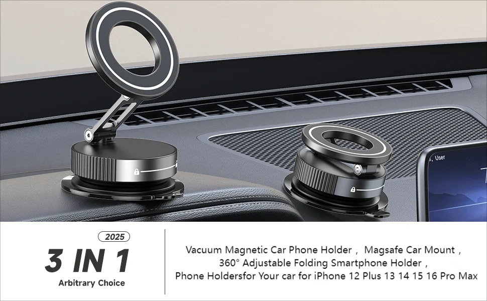2026 Upgraded Suction Cup Phone Mount Nano Gel 360° Vacuum Magnetic Car Phone Holders for Your Car 110LBS Reinforced Mount