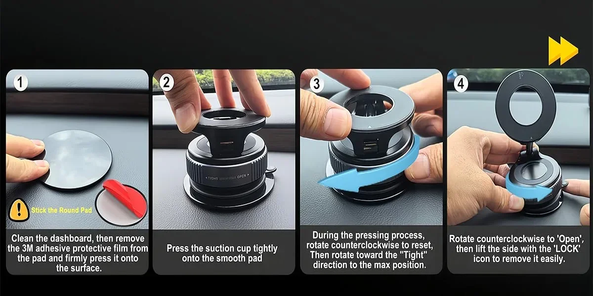 2026 Upgraded Suction Cup Phone Mount Nano Gel 360° Vacuum Magnetic Car Phone Holders for Your Car 110LBS Reinforced Mount