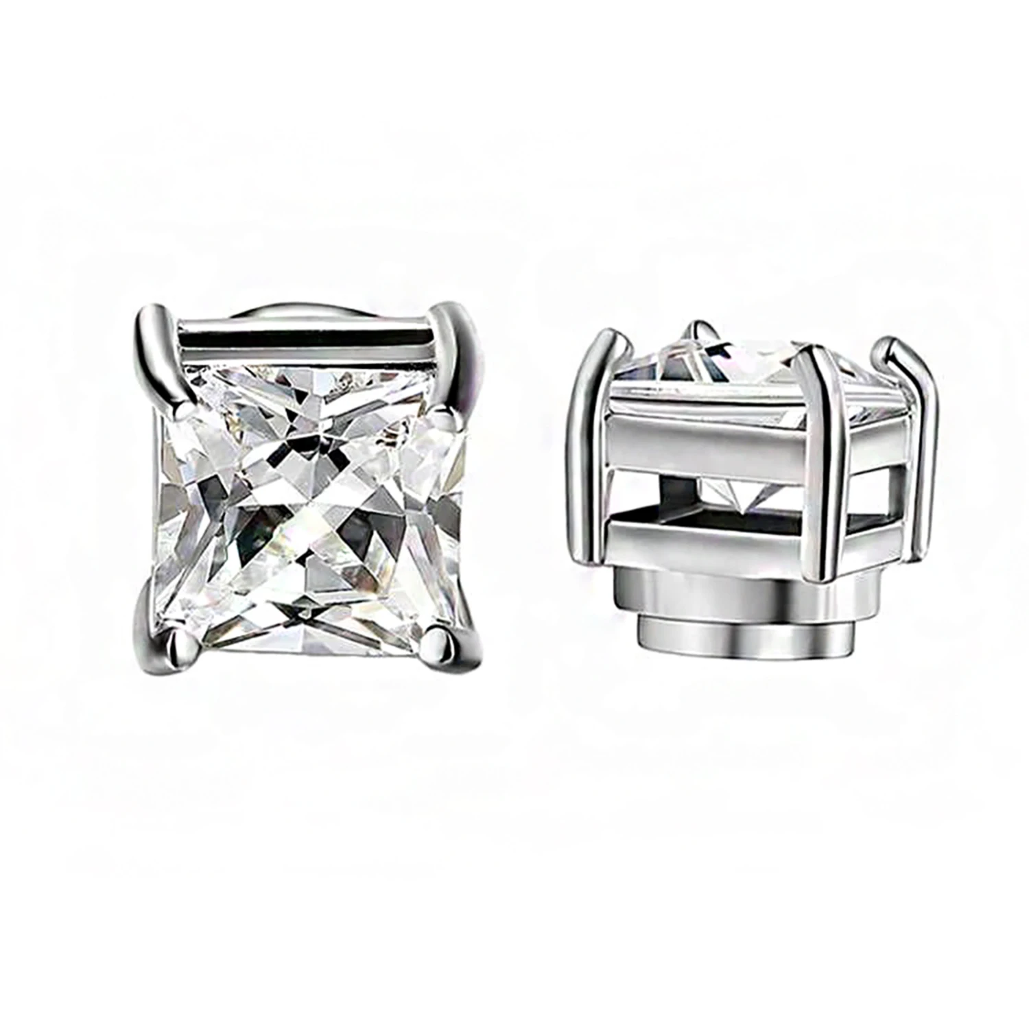 1Pc Crystal Magnetic Ear Stud Clip Earrings for Men and Women Punk Round Zircon Magnet Earrings Non Piercing Jewelry