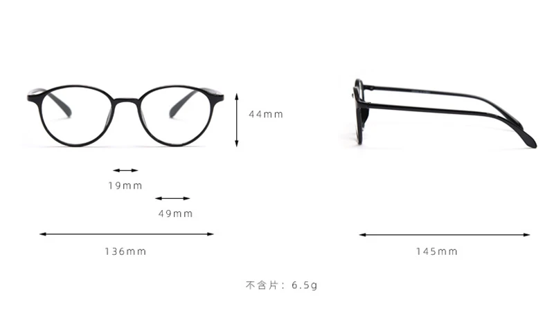 Fashion Eyeglasses TR90 Frame Round Shape Glasses Anti Blue Light Spectacles Lightweight Eyewear for Women Men