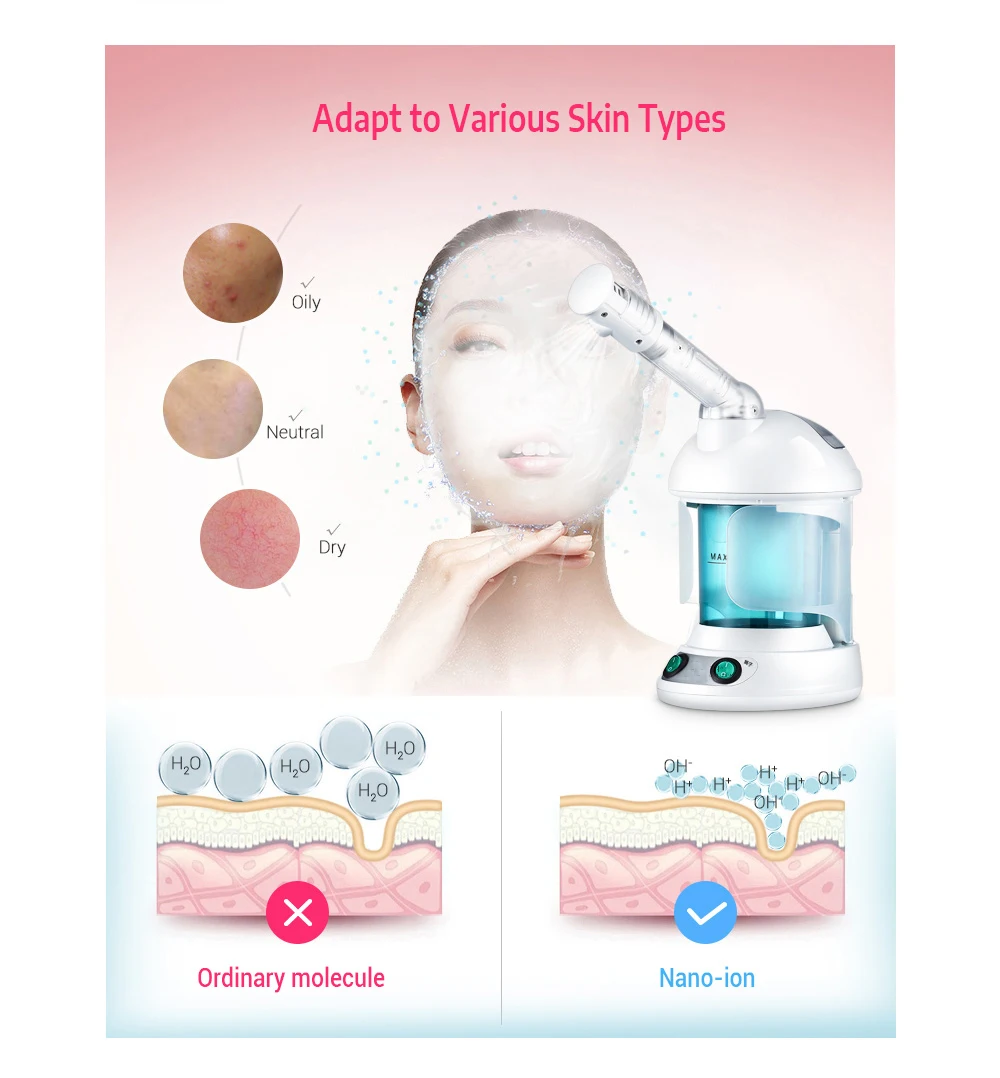 Skin Care Facial Face Steamer Nano Hot Warm Mister Spa Sprayer Cleaning Humidifier Ozone Vaporizer Nebulizer Pore Deep Cleanser