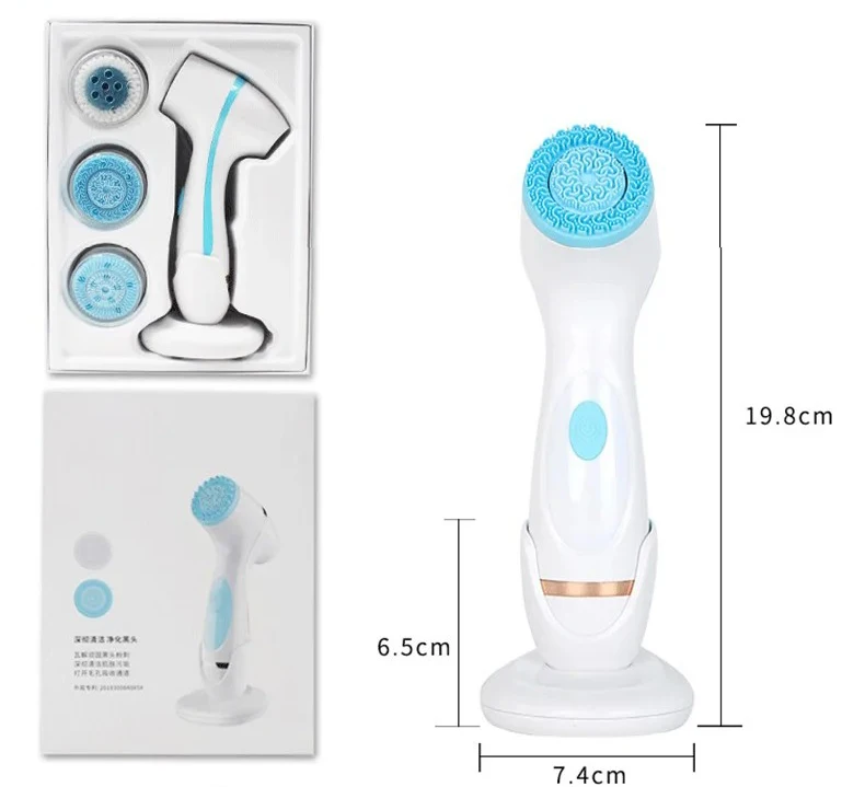 3 In 1 Electric Cleansing Brush Ultrasonic Facial Cleaner Face Massagers Sonic Rotating Cleansing Brush Face Deep Cleansing Tool