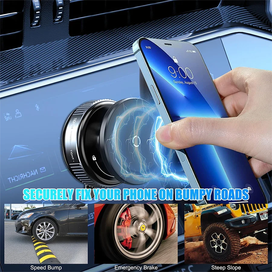 Phone Mount Vacuum Magnetic Phone Holder for Car,360 Adjustable Vacuum Magnetic Phone Holder,Magnet Car Mount for All Smartphone