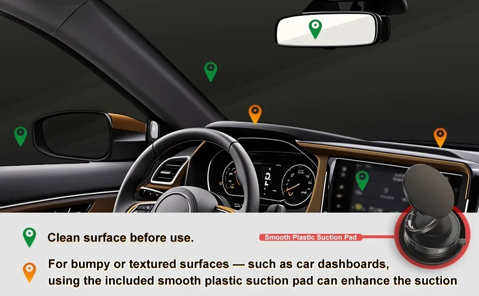 Phone Mount Vacuum Magnetic Phone Holder for Car,360 Adjustable Vacuum Magnetic Phone Holder,Magnet Car Mount for All Smartphone