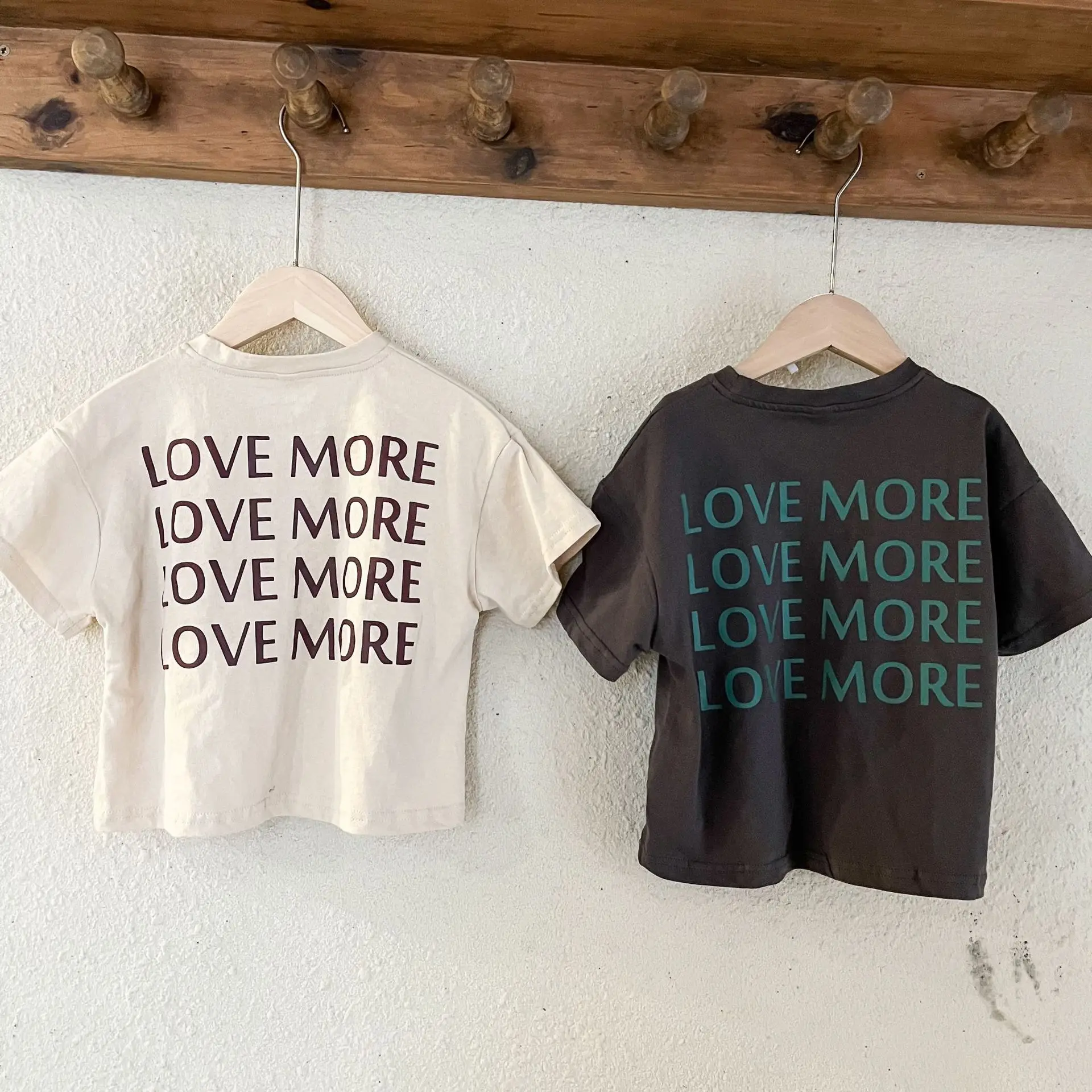 New Thin Children Short Sleeve T-shirt Loose Boy Baby Letter Print Casual Tops Retro Toddler Girl Cotton Tees Kid Pullover Shirt