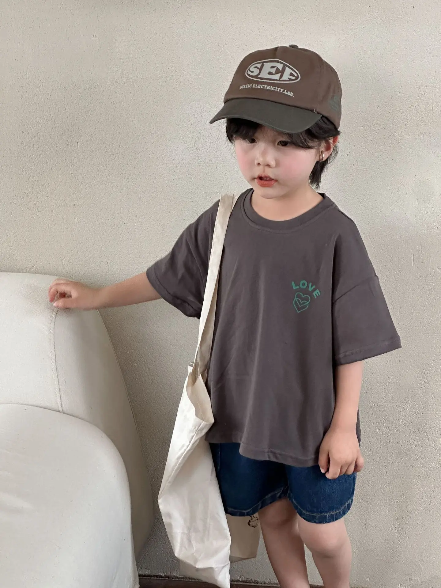 New Thin Children Short Sleeve T-shirt Loose Boy Baby Letter Print Casual Tops Retro Toddler Girl Cotton Tees Kid Pullover Shirt