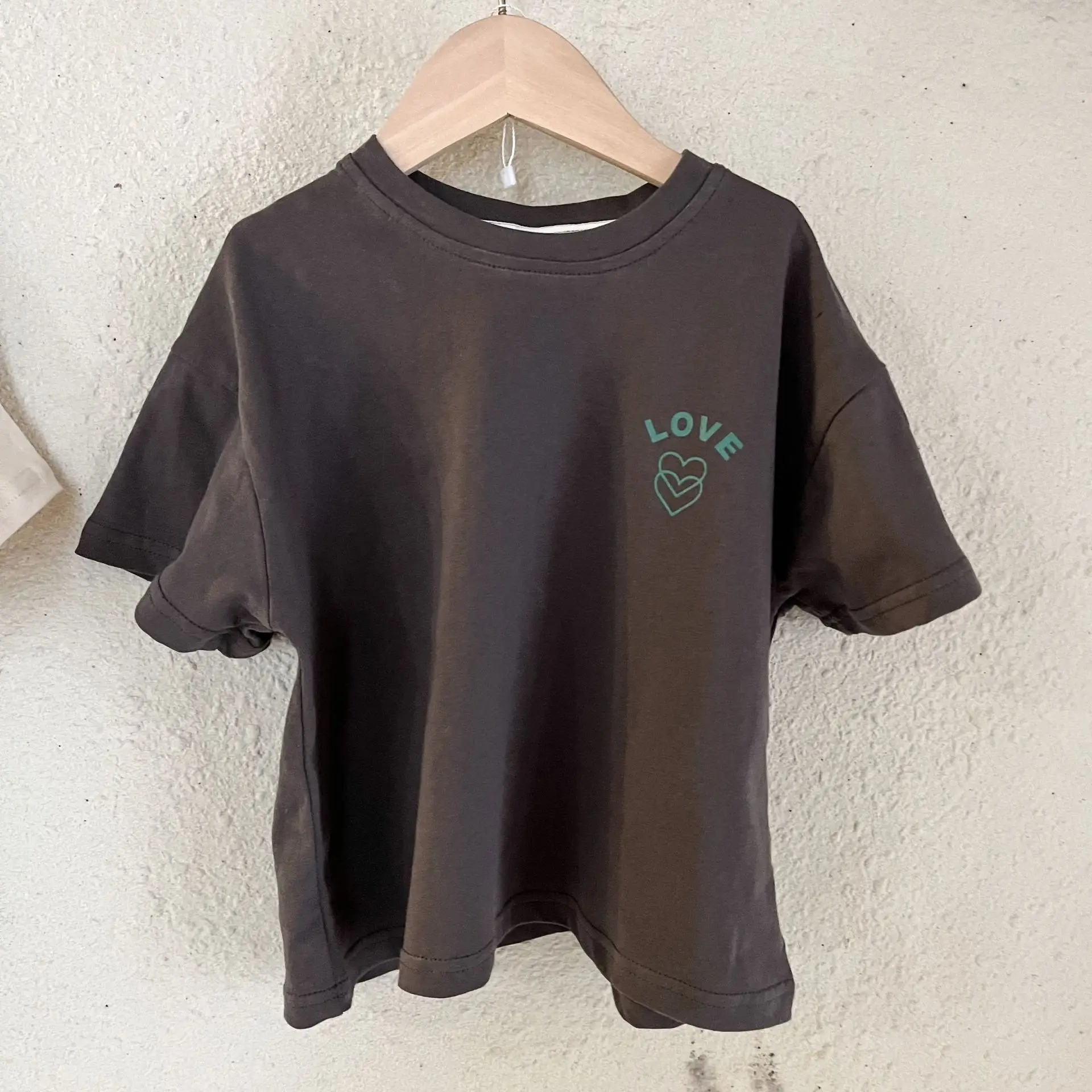 New Thin Children Short Sleeve T-shirt Loose Boy Baby Letter Print Casual Tops Retro Toddler Girl Cotton Tees Kid Pullover Shirt