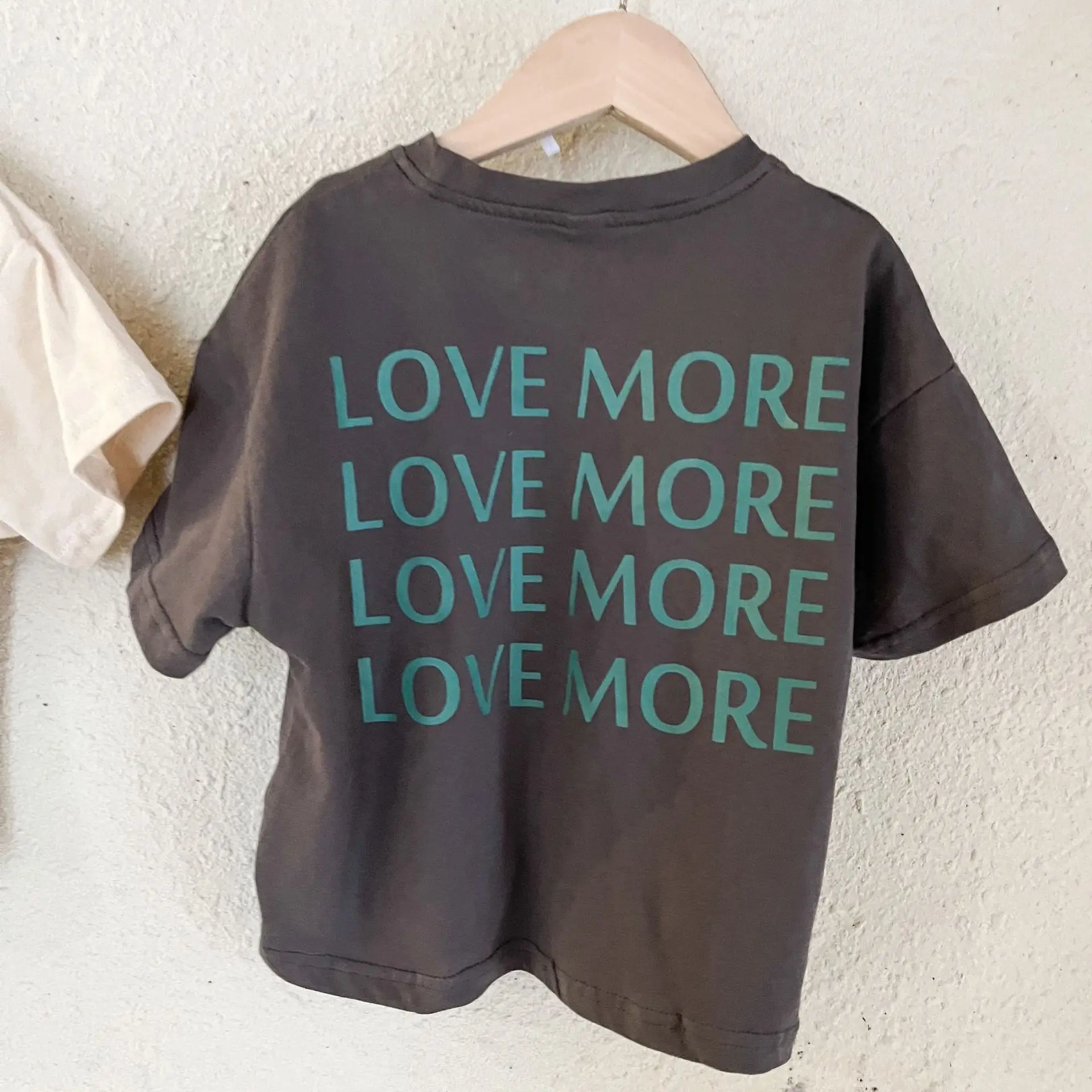 New Thin Children Short Sleeve T-shirt Loose Boy Baby Letter Print Casual Tops Retro Toddler Girl Cotton Tees Kid Pullover Shirt