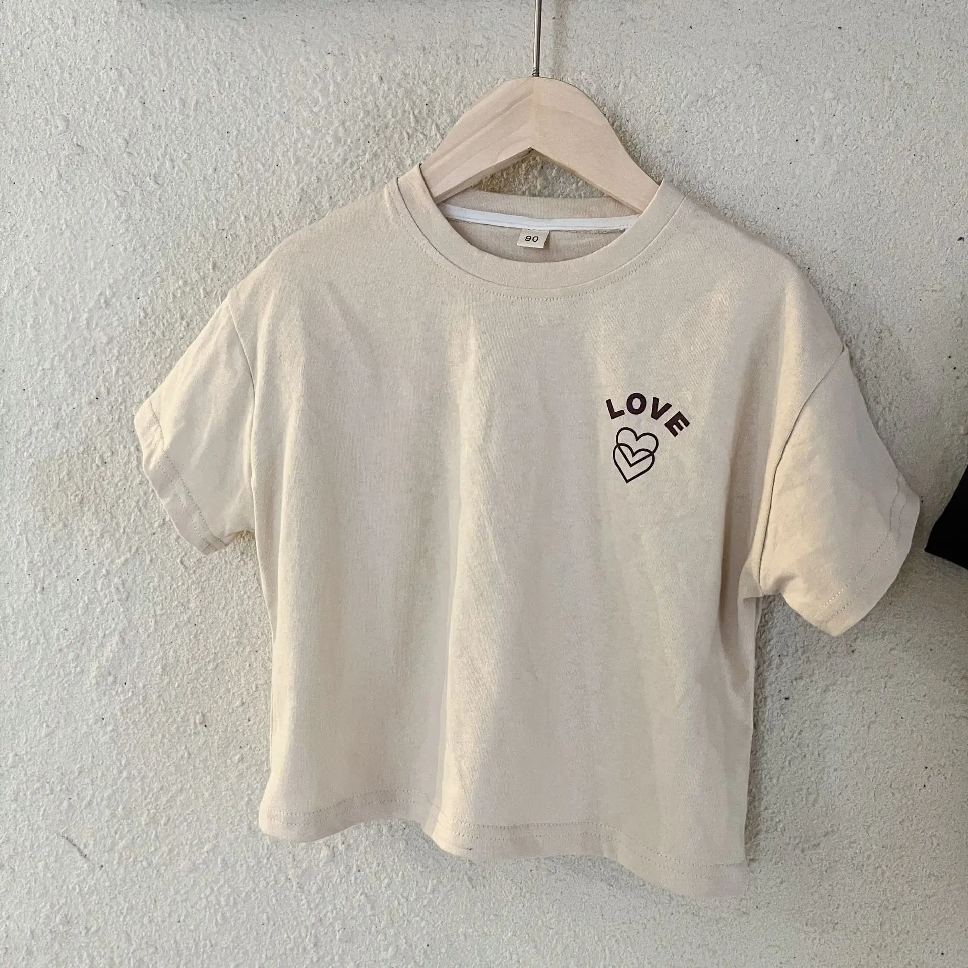New Thin Children Short Sleeve T-shirt Loose Boy Baby Letter Print Casual Tops Retro Toddler Girl Cotton Tees Kid Pullover Shirt