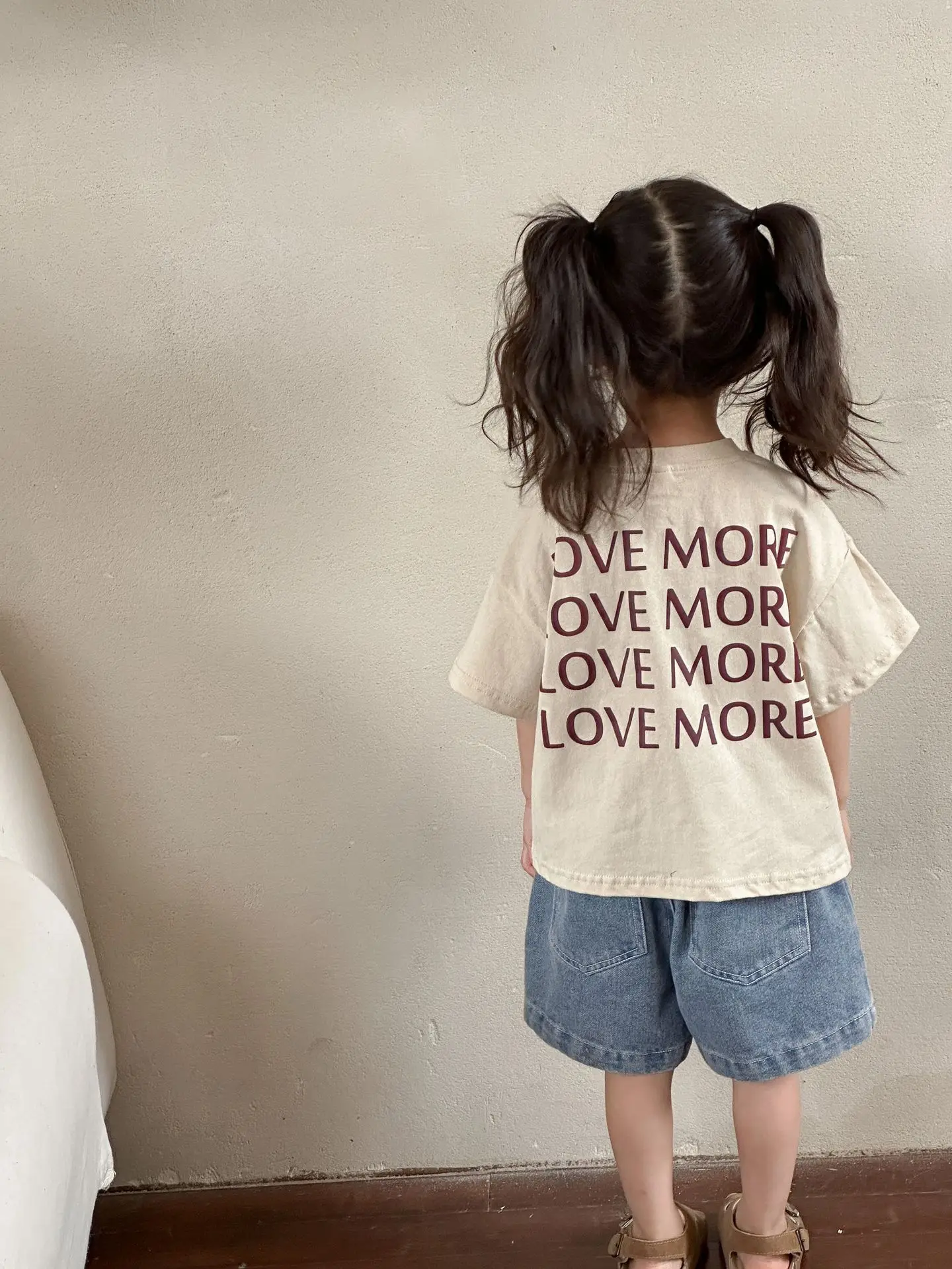 New Thin Children Short Sleeve T-shirt Loose Boy Baby Letter Print Casual Tops Retro Toddler Girl Cotton Tees Kid Pullover Shirt