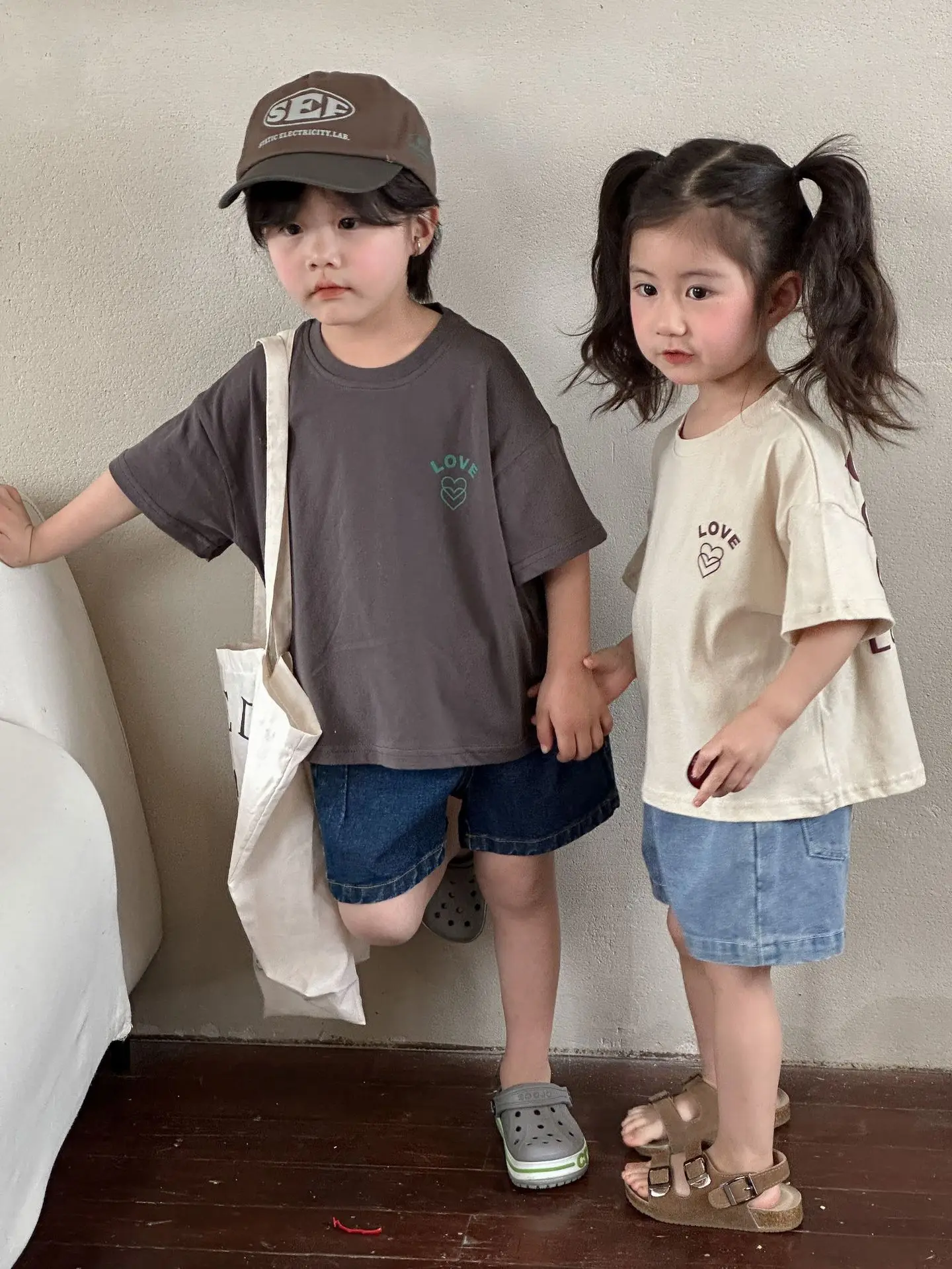 New Thin Children Short Sleeve T-shirt Loose Boy Baby Letter Print Casual Tops Retro Toddler Girl Cotton Tees Kid Pullover Shirt