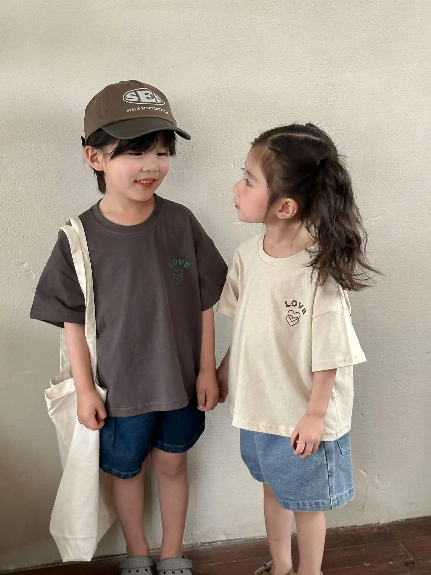 New Thin Children Short Sleeve T-shirt Loose Boy Baby Letter Print Casual Tops Retro Toddler Girl Cotton Tees Kid Pullover Shirt