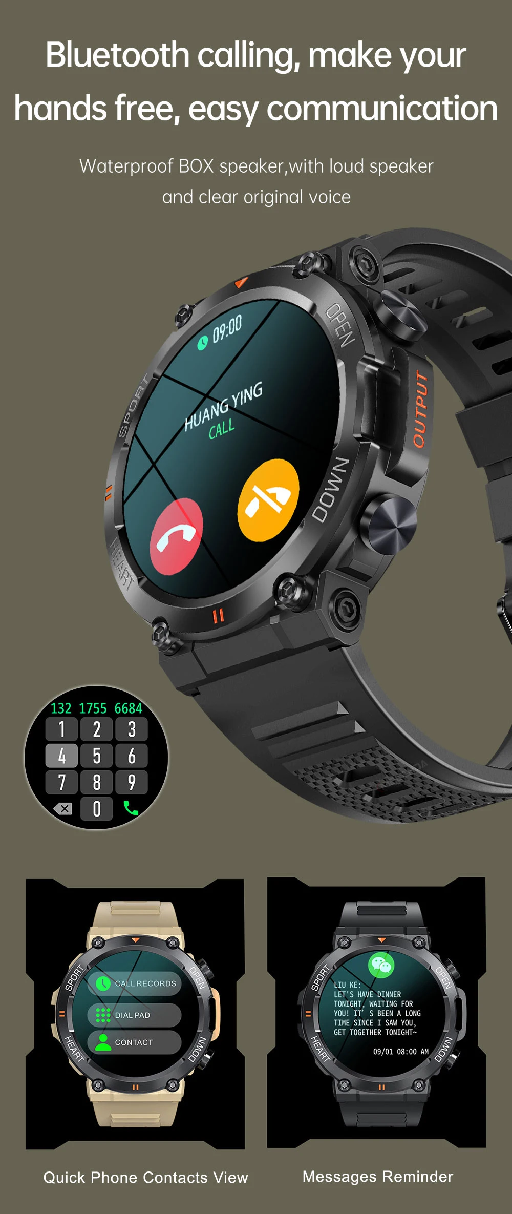 MEVADEN 1.39" Outdoor Sport Smart Watch Bluetooth Call Men Fitness Tracker Health Monitor 400mAh Smartwatch for Android IOS MD56