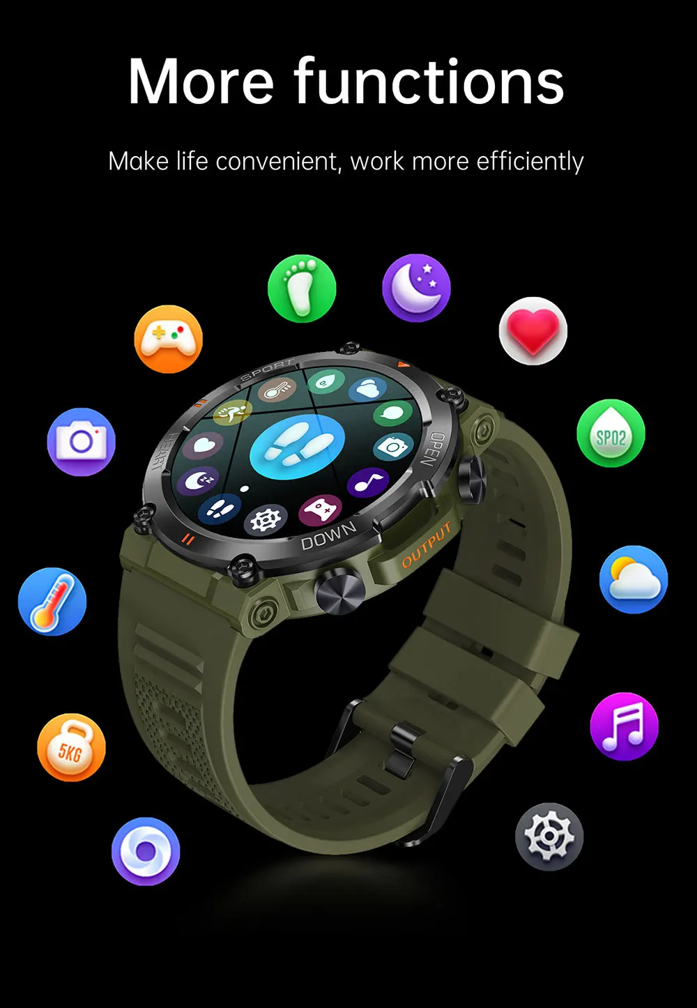 MEVADEN 1.39" Outdoor Sport Smart Watch Bluetooth Call Men Fitness Tracker Health Monitor 400mAh Smartwatch for Android IOS MD56