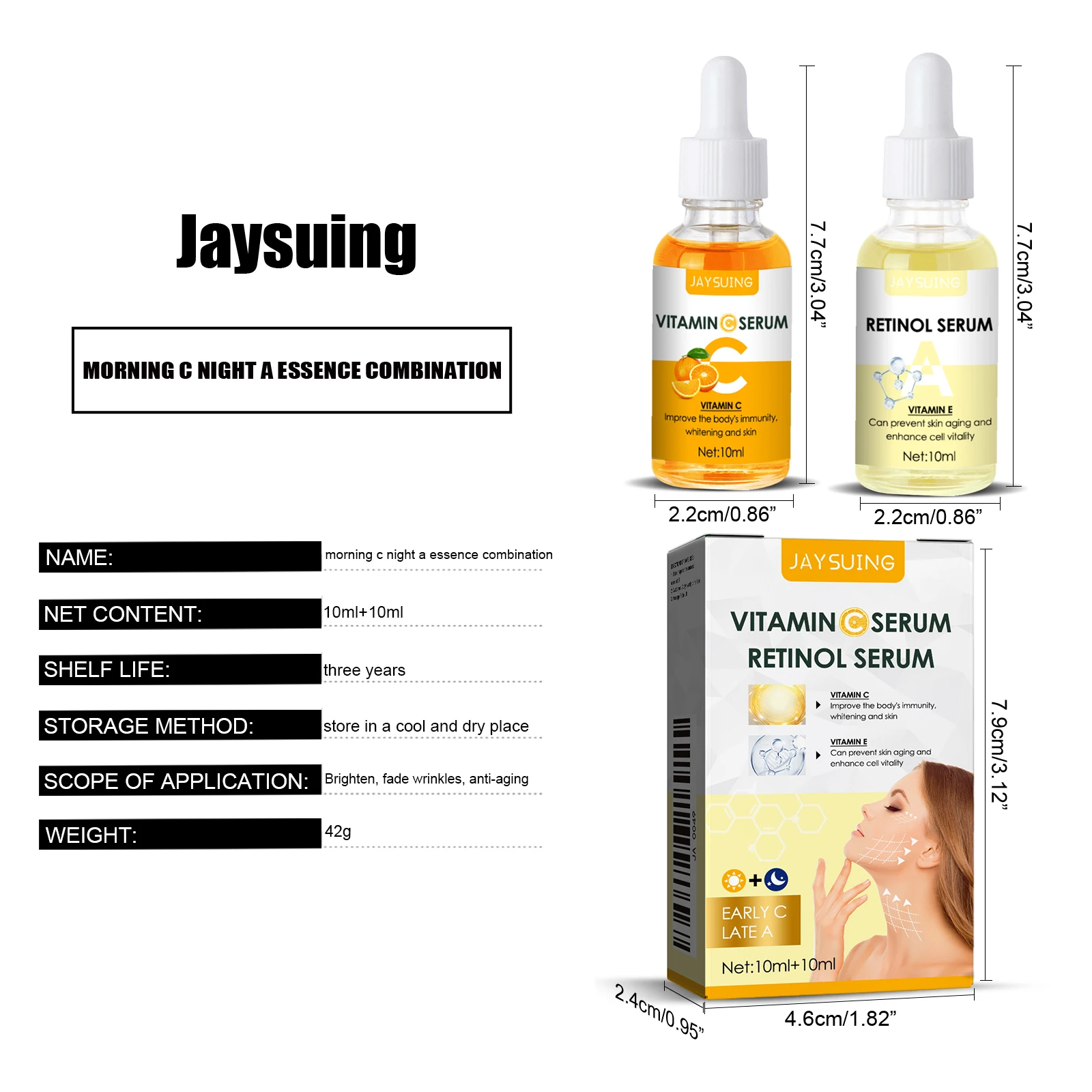 Korean Skincare Day C Night A Serum Set,AM Protection&Brightening,Combating Photoaging&Reducing Dullness,PM AntiAging&Firming,Fades Fine Lines&Minimizes Pores,Barrier Reconstruction&Plumping,Synergistic Brightening Duo,Effortless Skincare Regimen,Vegan