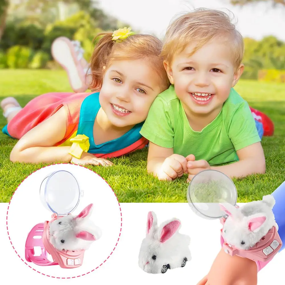 Children RC Car Mini Watch Toys With LED Lights 2.4GHz RC Car Toy Watch Rabbit Crab Racing Toys RC Car Girls Boys Birthday Gift