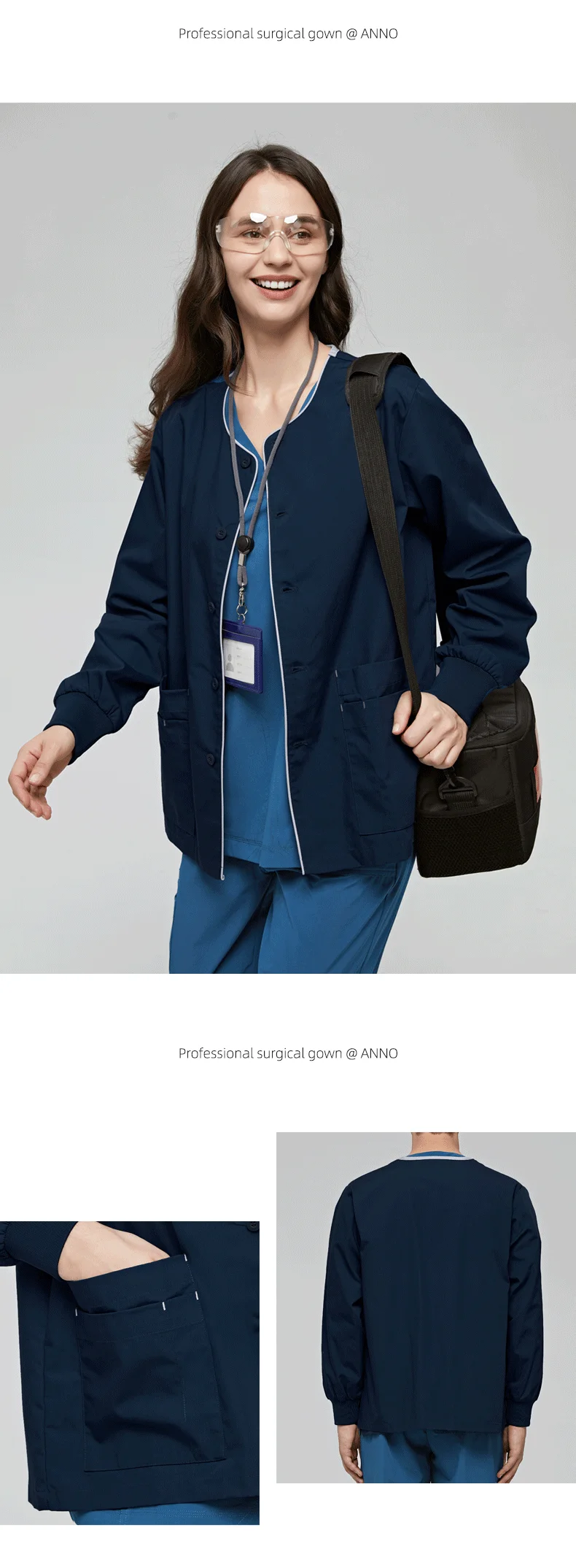 Long Sleeves Scrubs Jacket Pretty Outfit Nurse Out Coat Doctor Shirt Hospital Nursing Staff Uniforms Autumn Winter Work Wear