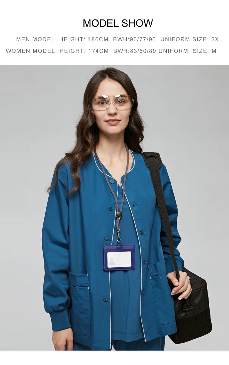 Long Sleeves Scrubs Jacket Pretty Outfit Nurse Out Coat Doctor Shirt Hospital Nursing Staff Uniforms Autumn Winter Work Wear