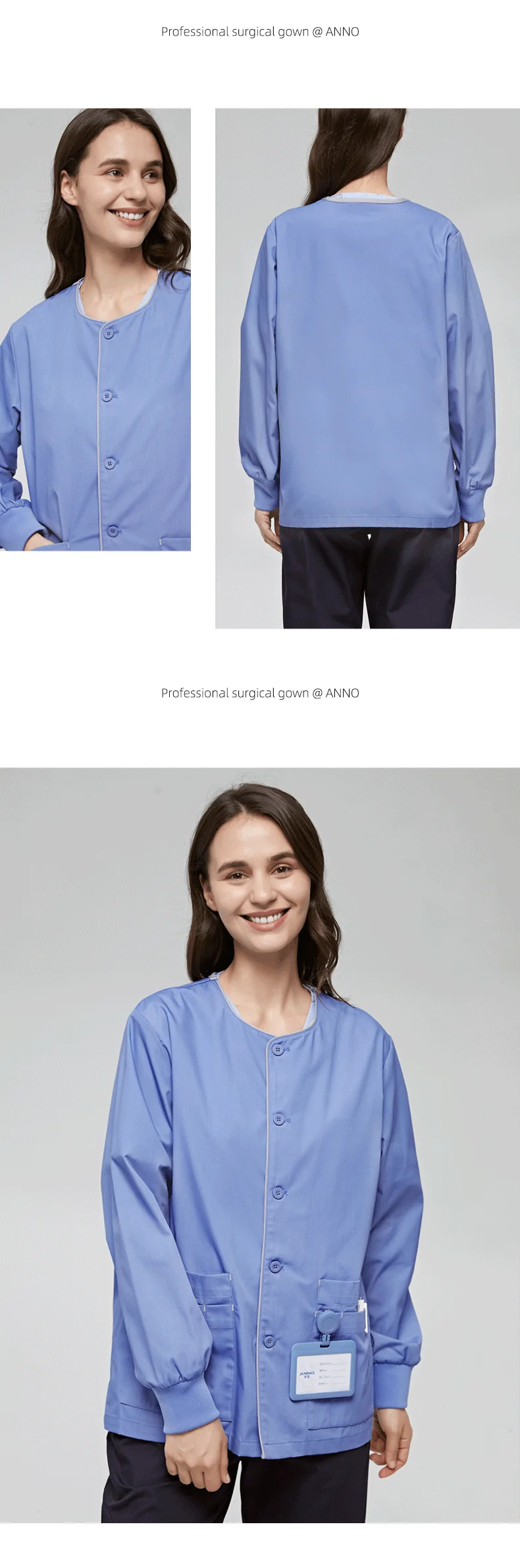 Long Sleeves Scrubs Jacket Pretty Outfit Nurse Out Coat Doctor Shirt Hospital Nursing Staff Uniforms Autumn Winter Work Wear