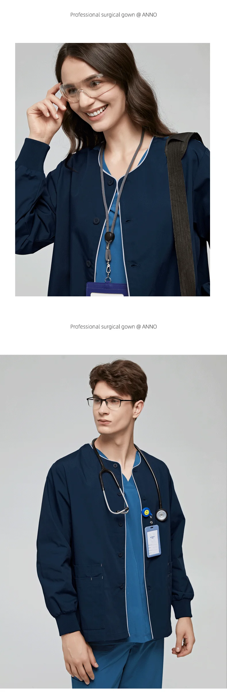 Long Sleeves Scrubs Jacket Pretty Outfit Nurse Out Coat Doctor Shirt Hospital Nursing Staff Uniforms Autumn Winter Work Wear
