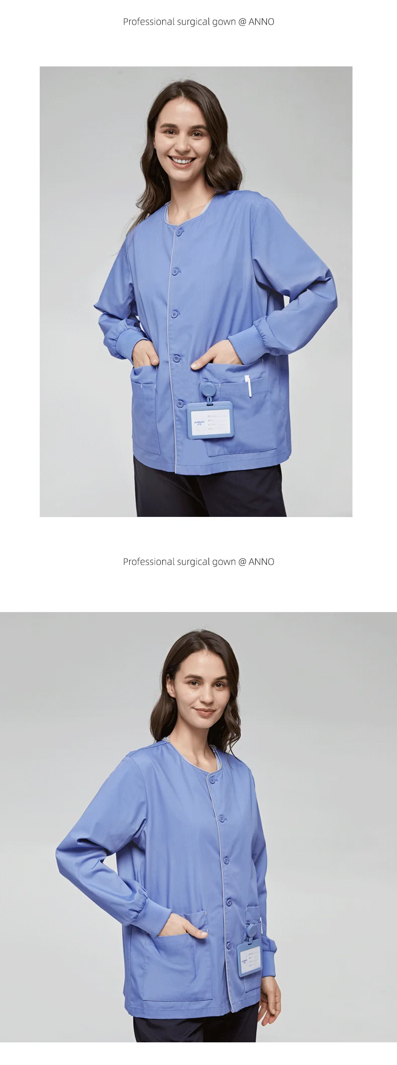 Long Sleeves Scrubs Jacket Pretty Outfit Nurse Out Coat Doctor Shirt Hospital Nursing Staff Uniforms Autumn Winter Work Wear