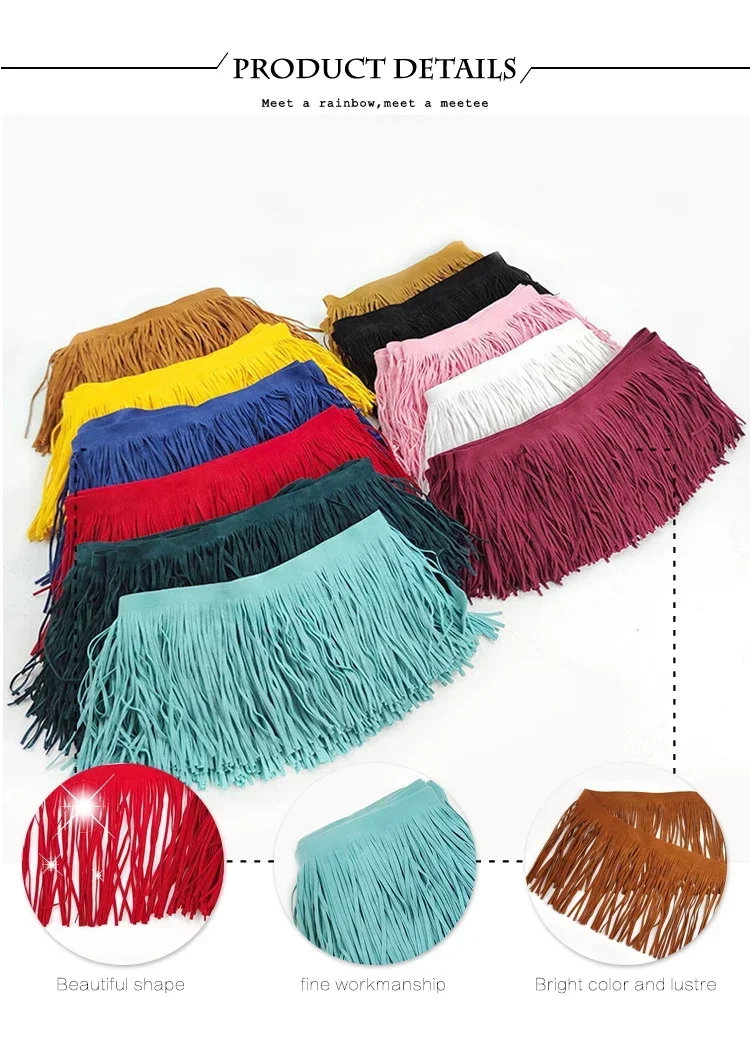 2M 10/15/20/25/30cm Tassel Fringe For Clothes Suede Leather Trim Lace Ribbon Handbag Skirt Decoration Trimming DIY Accessories