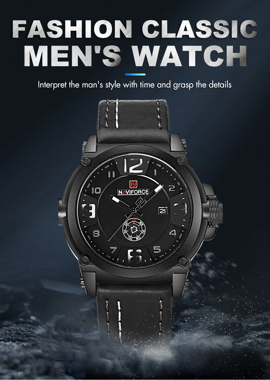 NAVIFORCE Top Luxury Brand Men Sports Military Quartz Watch Man Analog Date Clock Leather Strap Wristwatch Relogio Masculino