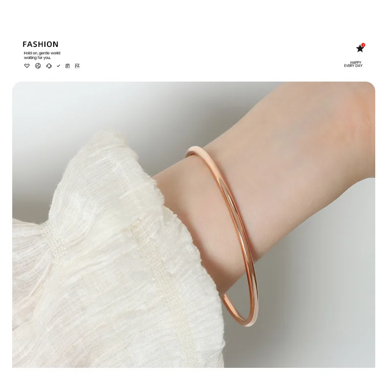 3 Pieces/lot Non Fading Stainless Steel Bracelet Bangles For Women Simple Style Gold Plated Waterproof Women's Bracelets Bangle