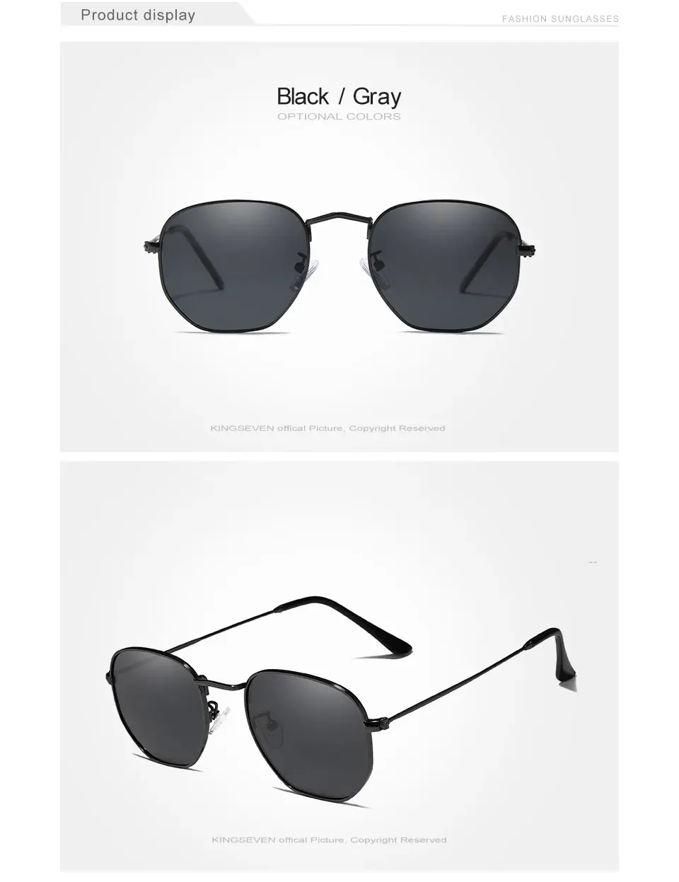 KINGSEVEN Brand Reflective Sunglasses Men Hexagon Retro Sun Glasses Leisure Glasses Oculos Gafas De Sol Shades