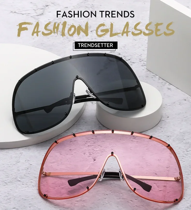 New Fashionable Oversized Oval Shaped Sunglasses For Women Borderless Summer UV Resistant Glasses Outdoor Photography Eyewears