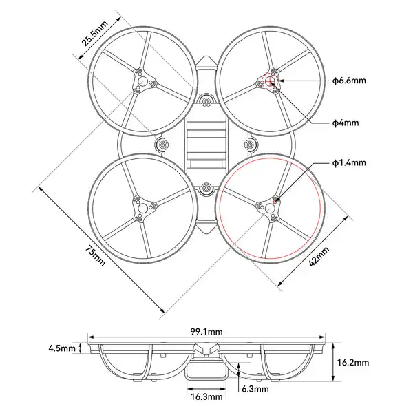 Meteor75 AirII 75mm /Meteor Air65 II 65mm Brushless BWhoop Frame for BETAFPV FPV RC Quadcopter /with Ultra-Light AirII Canopy