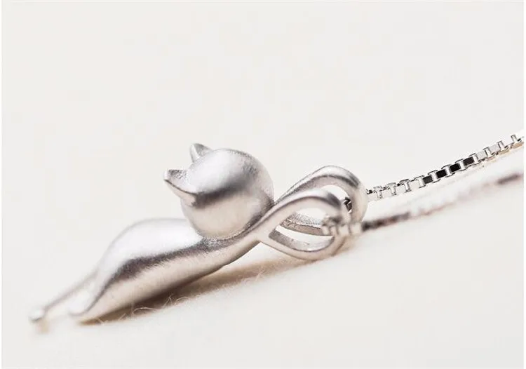Popular 925 Sterling Silver Jewelry Fashion Simple Animal Cute Kitty Clavicle Chain Pendant Cat Necklaces XL003
