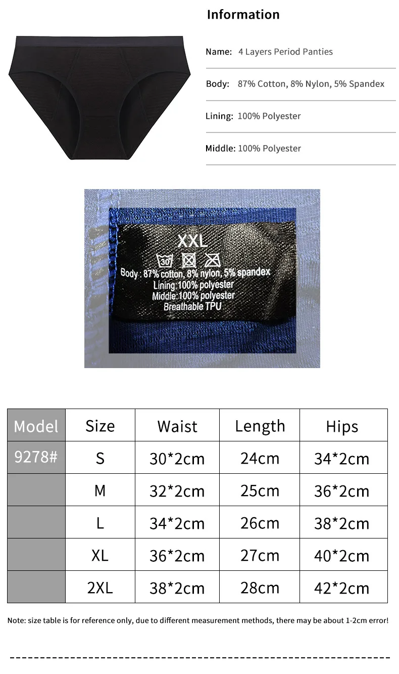 Cotton Menstrual Period Panties Plus Size Women Heavy Flow Absorbency Leakproof Underwear Female Incontinence Lingerie for Women