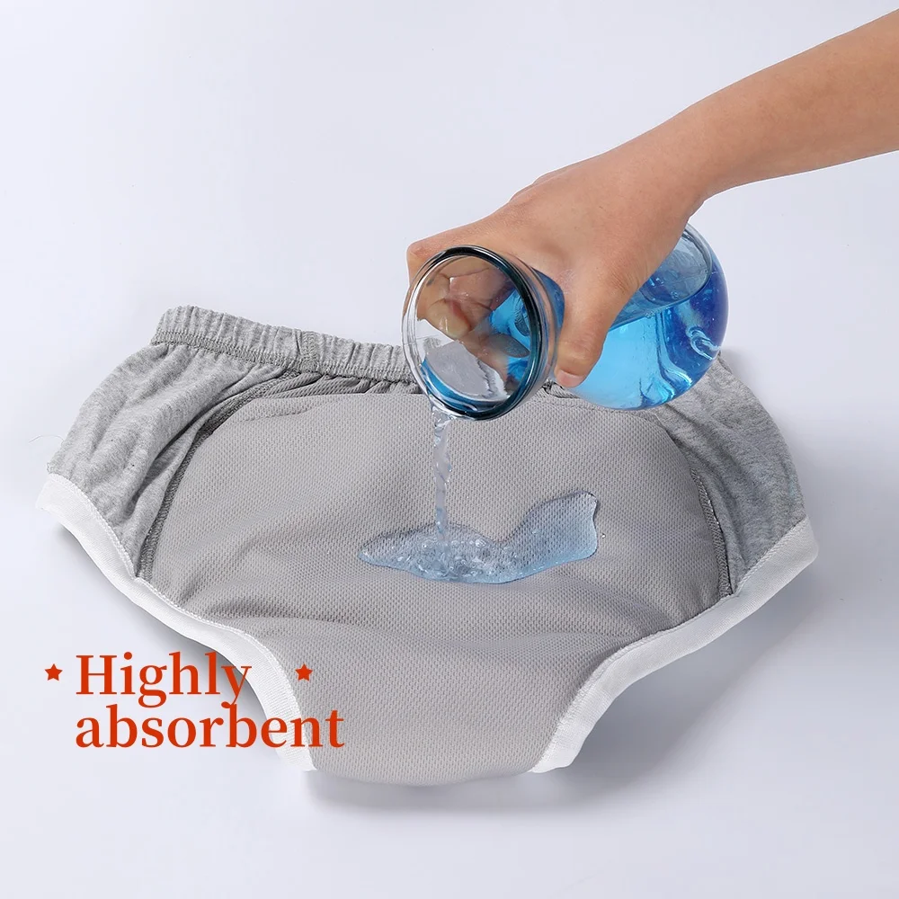 4 Color Adult Pull-up Diapers Pants Washable Incontinence Cloth Diaper Elderly Leakproof Comfortable Pure Cotton Cloth Diaper