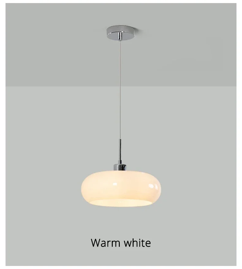 French Glass Pendant Light Orange/White Home Deco Chandelier Living Room Restaurant Bedroom Study Indoor Decoration Hanging Lamp